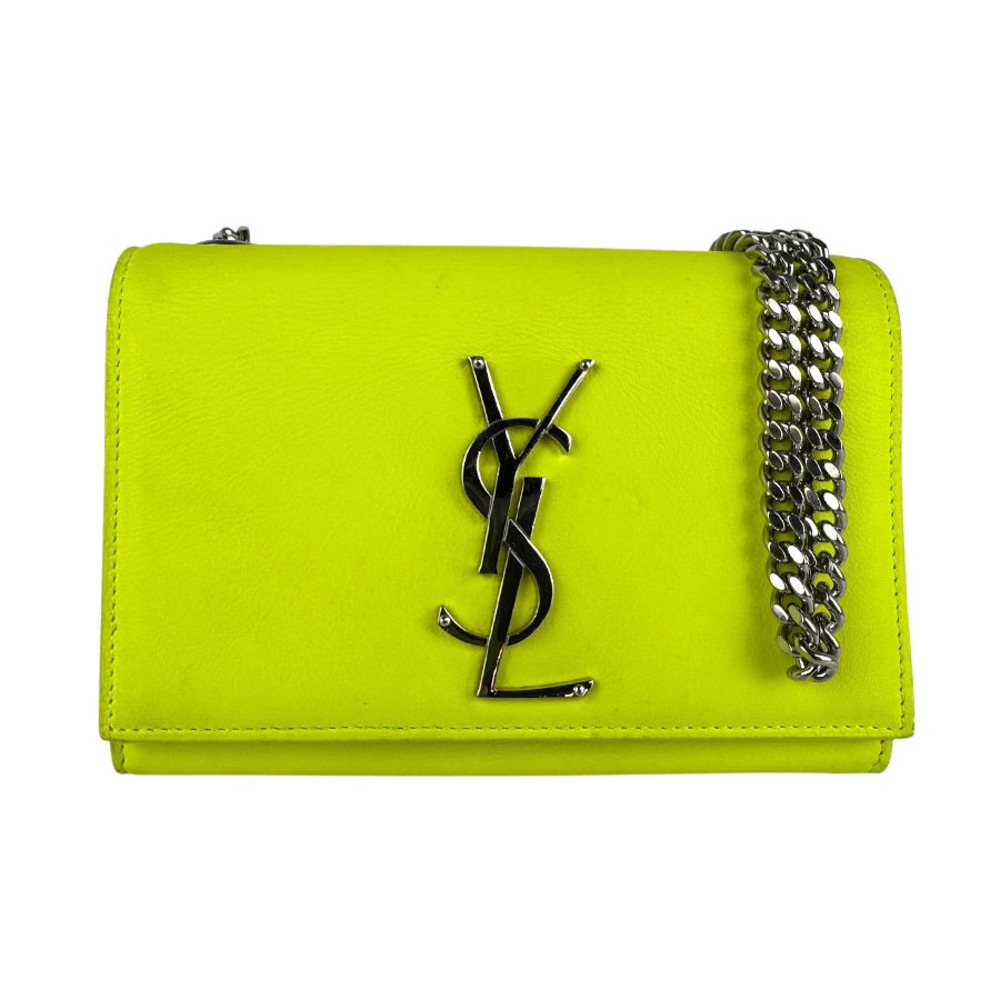 Saint Laurent Crossbody bag leather metal neon yellow silver